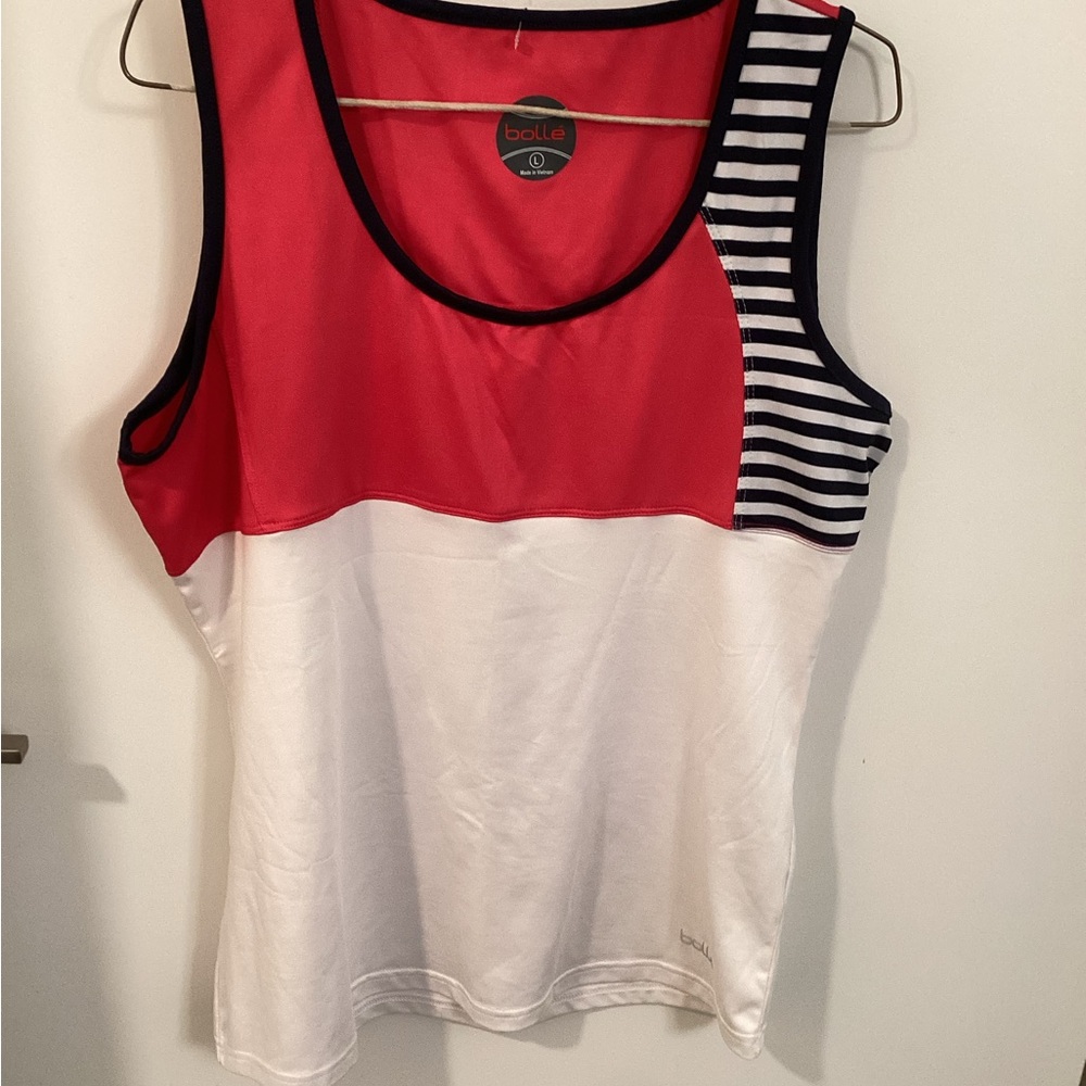 Bolle Women's Red, White, and Black Striped Tank Top